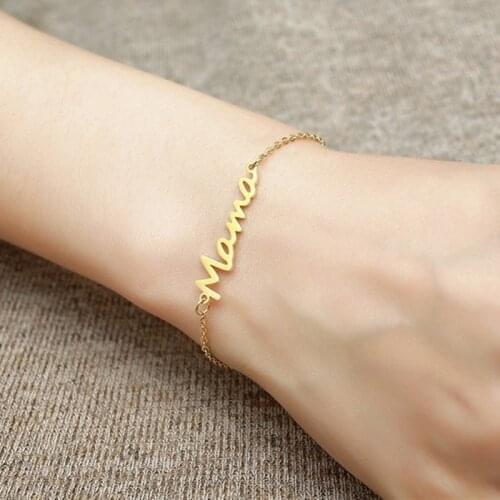 Fashion Stainless Steel Mama Chain Link Bracelet Gold Mom Bracelet Mothers Day Gift New Mama Gifts Gold Bracelets for Women