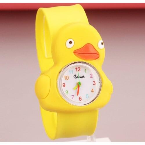 Cute Yellow Duck Watch Children Boy Girl Students Watch Clock Gift Silicone Tape Patted Wrist Kids Digital Electronics Watches