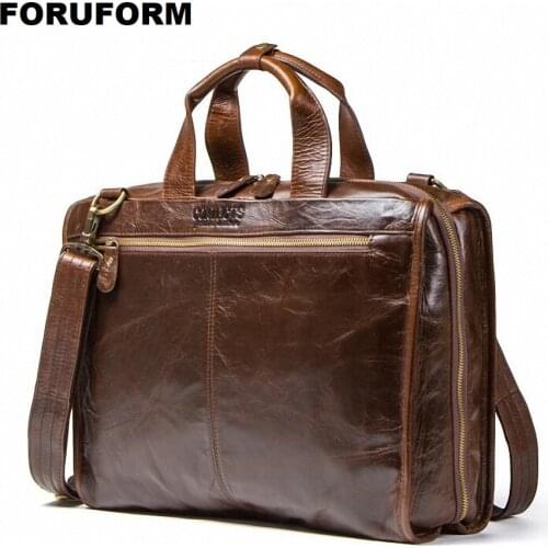 Business Mens Briefcases Mens Bag Genuine Leather Messenger Bags 15.6 inch Laptop Bag Leather Briefcase Office Bags for Men