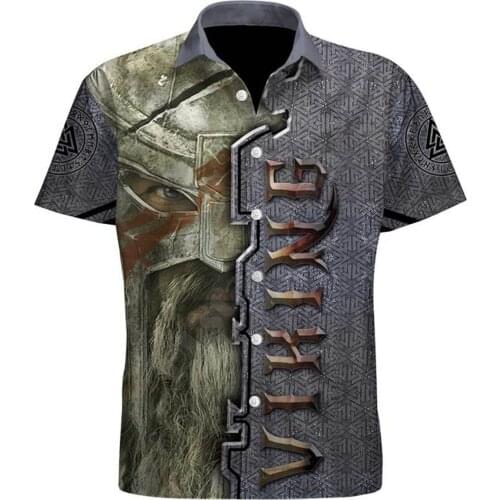 Hawaii Shirt Hawaiian beach Summer Viking tattoo Printed 3d Mens Shirt Harajuku Tee hip hop shirts 1