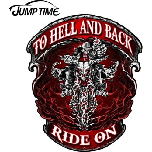 JumpTime 13cm x 11cm For Hell And Back Ride On JDM Vinyl Stickers Car Bumper Window Motorcycle Decal Waterproof Accessories