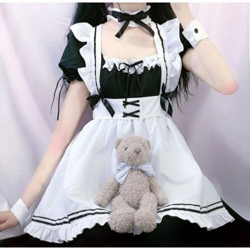 Kawaii Maid Dress Lolita Girl Women Lovely Cosplay Costume Animation Japanese Cute Milkmaid Party Waitress Sexy Dress Plus Size