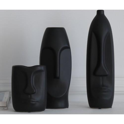 More Size Ceramic Face Vase Figurines Creative Europe Ornament Living Room Study Porch Craft Home Decoration Accessories