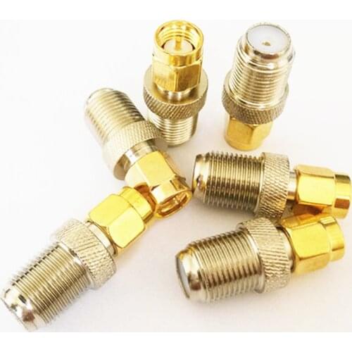 1pcs F Type Female Jack To SMA Male Plug Straight RF Coaxial Adapter F Connector To SMA Convertor Gold Tone