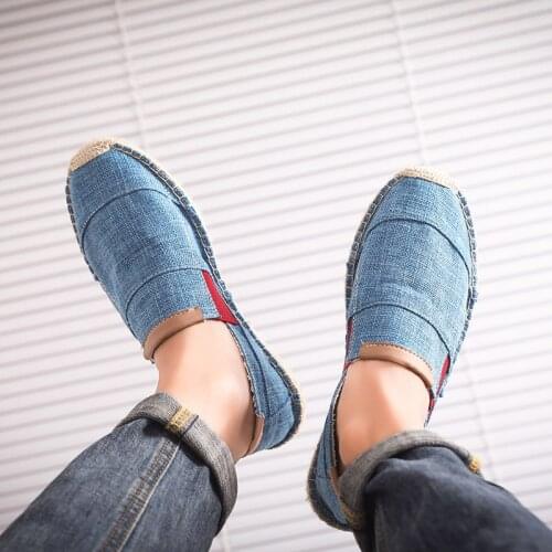 Hemp Casual Shoes For Men Soft Slip-On Flat Anti-Slip Breathable Lightweight Walking Male Shoes