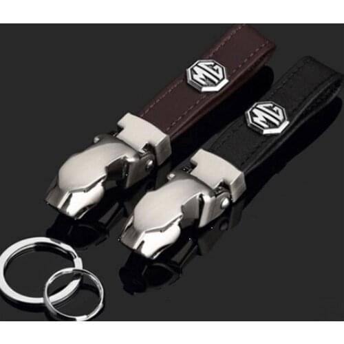 For MG Logo MG3 MG5 MG6 MG7 TF ZR MGZS MGES MGGS Morris 3 Leather Leopard Head Keychain Key Ring Car Key Pendant Accessories