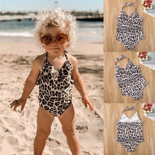 Summer Baby Girls Bikini Set Leopard Swimwear Swim Suit Kids Swimsuit Bodysuit Beachwear Cute Clothing