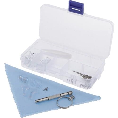 Eyeglass Glasses Silicone Nose Pad Screws Nut Optical Repair Tool Kits Sets