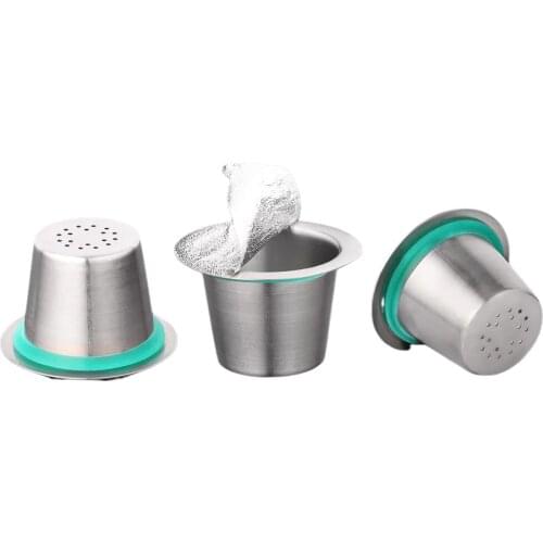 Stainless Steel Refillable Nespresso Pod Tamper Set Reusable Nespresso Machine Coffee Capsule Espresso Coffee Maker Cup Filters