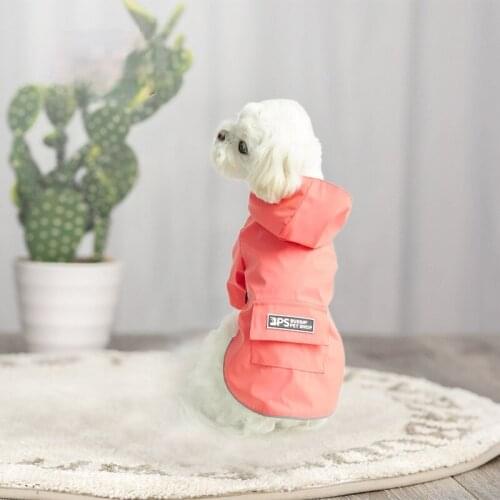 2021 New Pattern Fashion Hooded Reflective Pet Raincoat Waterproof Mesh Breathable Sweat Absorbing Solid Color Pet Clothes