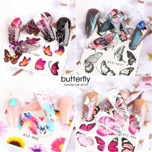 Kapmore 1 Sheet Women 3D Colorful Butterfly Nail Decal Water Transfer Manicure Decal Nail Sticker Nails Art Tool Ornament
