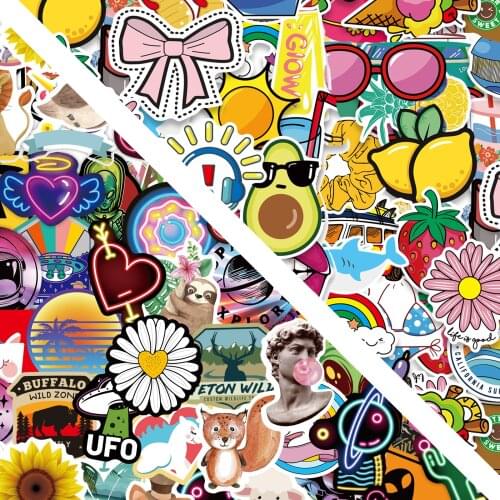 80/50 Pcs VSCO Girl Sticker Cute Cartoon Waterproof Anime Stickers On Car Skateboard Laptop Guitar Fridge Bicycle Computer Pack