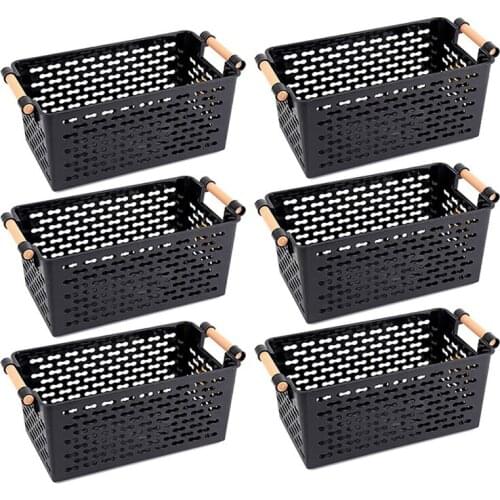 Desktop Snack Storage Basket Hollow Storage Basket Portable Rectangular Plastic Frame Storage Sundries Box(6Pcs)