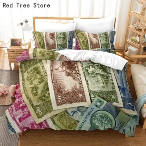 Money Dollar Printed Pillowcase Bedding Set Queen King Twin Full Size Dropshipping Bed Linen Luxury Design Comforter Home Decor