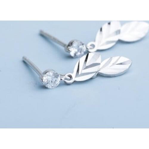 Small Leaf 925 Sterling Silver Stud Earring for Women Exquisite Zircon Piercing Earring Anniversary Gift 2021 New Trendy Jewelry