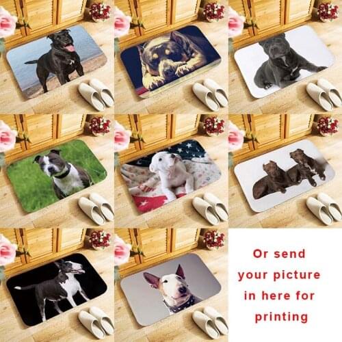 2021 New Cute Dogs Bullterrier Staffordshire Bull Terrier Doormat Entrance Floor Mats Indoor Outdoor Antislip Floor Mats 50x80cm