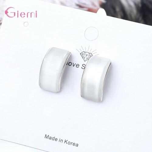 Charming 925 Sterling Silver Jewelry Female Earrings Cute Cat Eye White/Yellow Opal Stud Earring Party Accessories Girls Gift