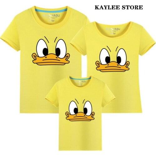 Family Matching Summer T-Shirt Mommy and Me Clothes Mother Father Daughter Son Cotton Outfits Family Clothing Duck Mouth