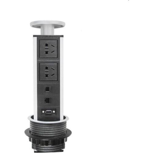 Office Home Kitchen Desktop Pop Up Electric Hidden Socket: 2 CN Outlets +1 Telephone Ports+1 RJ45 Network+1VGA USA/UK/AU/EU Plug