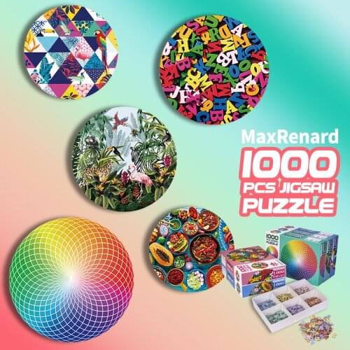 MaxRenard Jigsaw Puzzles 1000 Pieces for Adults 70*70cm Round Shape Paper Assembling Creative Intelligence Puzzles for Gifts