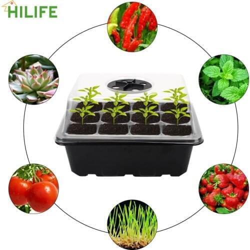 19x11x14 cm Seedling Tray Sprout Plate Flower Pot Seeds Nursery Pots Tray 12-Cells With Transparent Lids Box Home Garden Tools