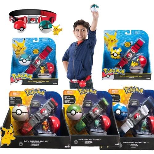 PokeBall Waistband Toys For Children Action Original Tomy Pocket Monster Waistbelt PokeBall Pokemons Pikachu Charmander Squirtle