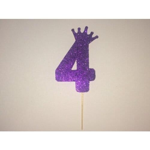 Custom number with crown glitter cupcake Toppers baby bridal shower birthday wedding party cake decorations food picks
