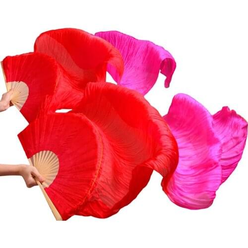 Belly Dance Fan Belly Dance Accessory 100% Real Silk/Imitation Silk Handmade Dyed Silk Dance Veils 1 Pair High Quality Silk Fans