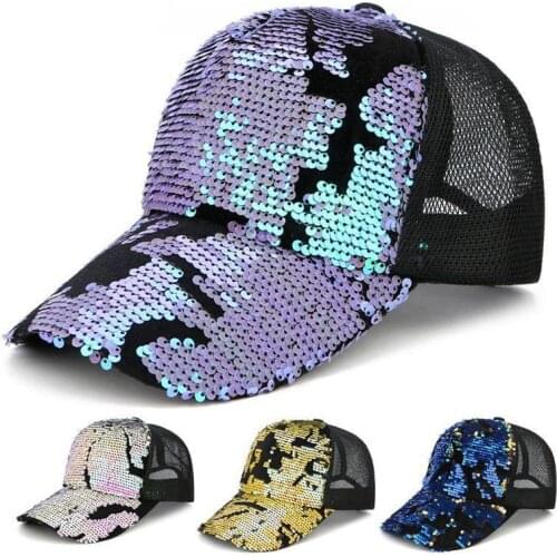 Cool Sequined Baseball Cap Fashion Luxury Casual All-Match Outdoor Sun Protection Breathable Mesh Hat