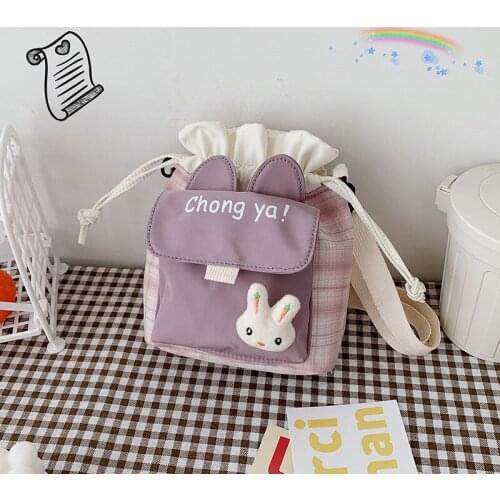 OkoLive New Cute Small Bag Female Fashion Cartoon Bucket Bag Literary Girl Student Canvas Bag Single Shoulder Messenger Bag