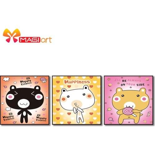 Cross stitch kits Embroidery needlework sets 11CT water soluble canvas patterns 14CT Cartoon Style Cute Bears-NCMC006