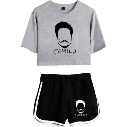 Colombia Camilo Echeverry Women Sexy High Street Top + Shorts Two Piece Set Casual Solid Soft Stretch Fitness Running Tracksuit