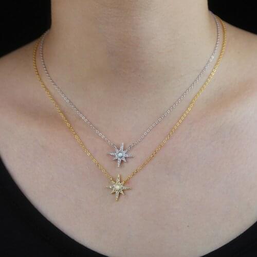 New Bohemian Tiny Star Pendant Women Choker Necklace Female 925 sterling Silver northstar Chain Collares Necklace Jewelry