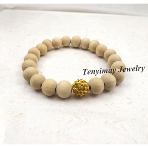 Gold Crystal Bracelet Original 10mm Wooden Beaded Bracelet For Promotion 20pcs/lot Free Shipping
