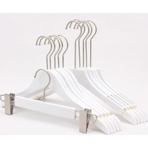 10 pcs/lot Wooden Pants Hanger for Kids White Solid Wood Coat Hangers Wood Clothes Hanging Rack for Women
