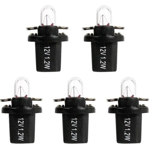 5pcs/set T5 B8.5D/T5 B8.4D 1.1W 1.2W 2W Halogen Car Gauge Bulbs Lamps for Interior Dashboard Instrument Cluster Light