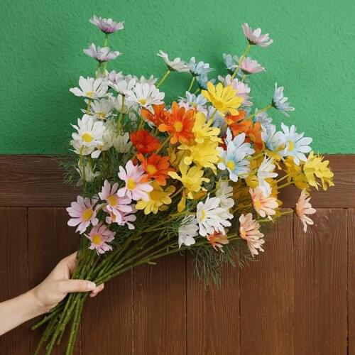 52cm Artificial Flower Mini Silk Daisy Coreopsis 5 heads Fake Flower Bouquet Decorate for Home Wedding Luxury Home Decoration
