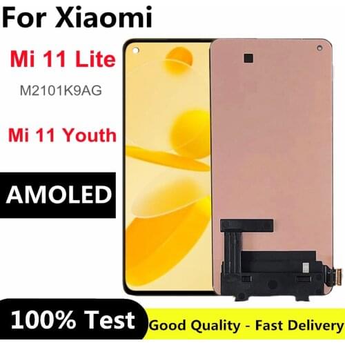 6.55" AMOLED For Xiaomi Mi 11 Lite Mi11 Lite LCD Display Screen Touch Panel Digitizer For Xiaomi Mi11 Lite 5G Display M2101K9AG