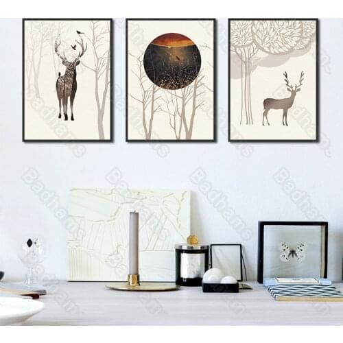 Living Room Decoration Frameless Painting Animal Sofa Background Wall Triple Combination Bedroom Bedside Light Luxury Mural