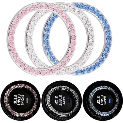 Decorative Ring Car Start Switch Diamond-encrusted Autocar Bling Accessories Start Button Decorative Switch Ring Circle Setting