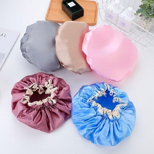 Double-layer Waterproof Bath Hat Double Layer Shower Hair Cover Women Supplies Shower Caps Bathroom Accessories