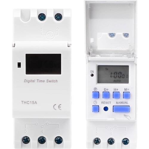 Electronic Weekly 7 Days Programmable Digital TIME Relay Timer Switch Control AC 220V 12V 24V Din Rail Mount THC15A