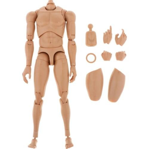 1:6 Scale Joint Narrow Shoulder Male Figure Body with Hand & Thigh Moveable Muscles for HT DAM Action Figures DIY