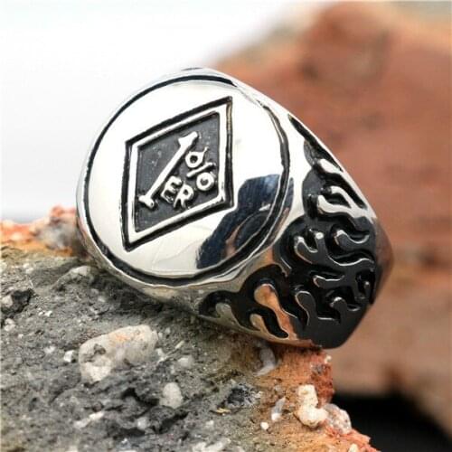 Hot 316L Stainless Steel Fashion Biker 1% er Ring Mens Motorcycle Biker Hell Fire 1%er Ring