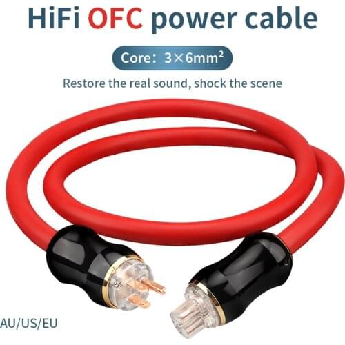 HiFi Audio Power Cable Copper Conductor Gold Palted Power Cord US / EU / AU Plug
