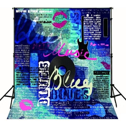 VinylBDS 10x10ft Art Children Photography Backdrops Blue Graffiti Wall Custom Backdrops Washable Hip Hop Photographic Background