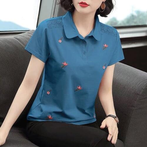 Summer Fashion Polo Shirt Women New Casual Short Sleeve Slim Polos Mujer Shirts Tops Plus Size Female Cotton Polo Shirt ZZ0218