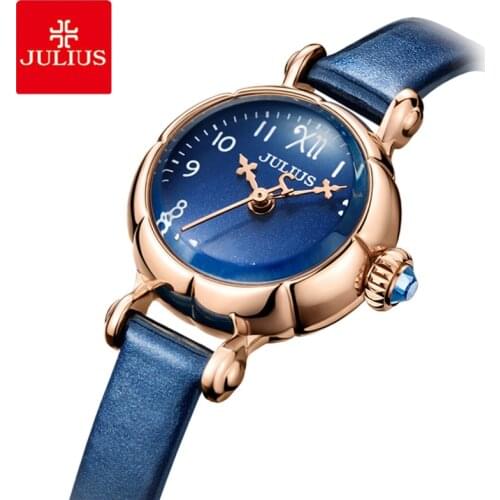 Julius Mini Cute Pumpkin Design Women Watches Ladies Bracelet Quartz Wristwatch Top Fashion Leather Clock Relogio Feminino