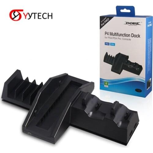 SYYTECH TP4-837 Multifunction Dual Controller Cooling fan Charging Dock Game dish storage Stand For PS4 Pro Accessories