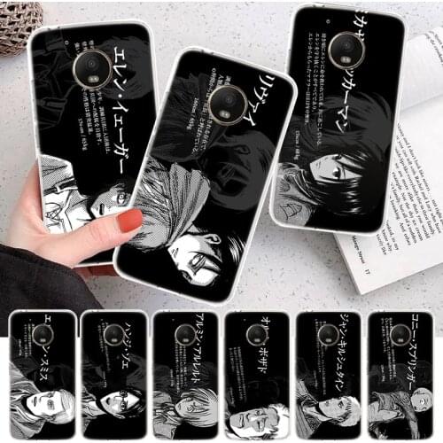 Attack on Titan Anime Role description Soft Cover Phone Case For Motorola Moto G7 G9 G8 G6 G5 E6 E5 One Action Macro Power Plus